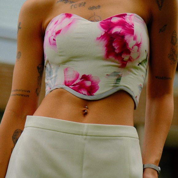 Blossom Breeze Crop Top Corset Vintage - Picture 2 of 3